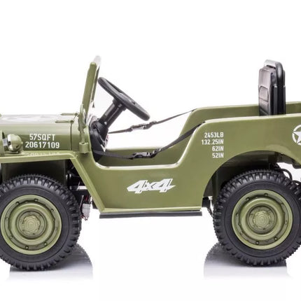 JH‑103 Olive Green elektrinis visureigis vaikams – 4×4, 12V, EVA ratai