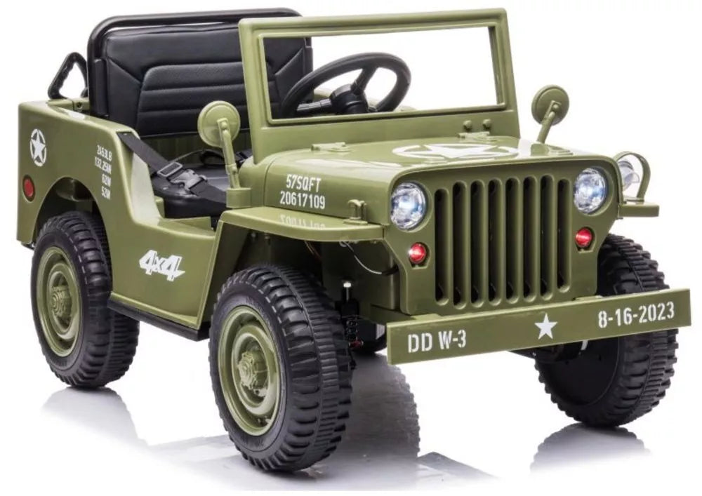 JH‑103 Olive Green elektrinis visureigis vaikams – 4×4, 12V, EVA ratai
