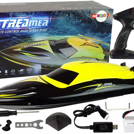 Motorinė valtis R/C 2.4G Yellow 35 KM/H