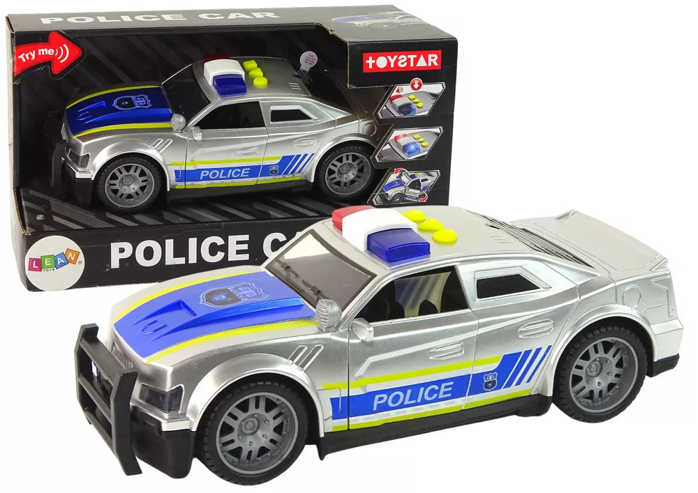 Policijos automobilis su šviesomis ir garsais
