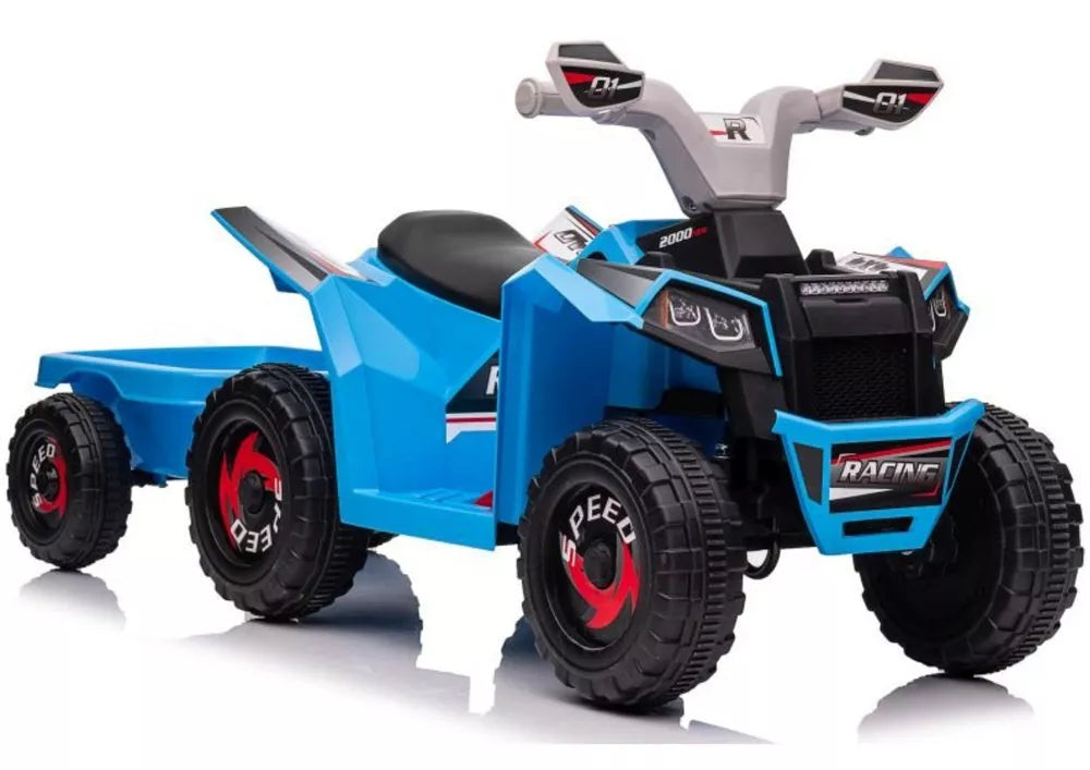 MX630T mėlynas elektrinis keturratis su priekaba – 6V, 45W
