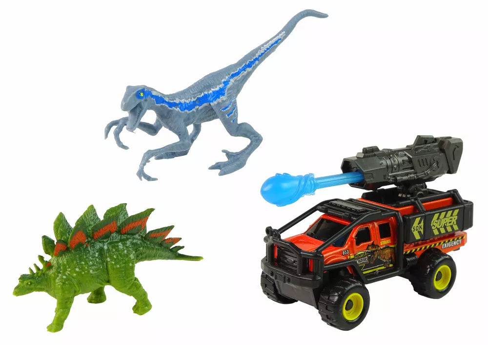 Dinozaurų rinkinys su raketų automobiliu