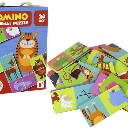 Dvipusis domino gyvūnai dėlionė 28 elementai