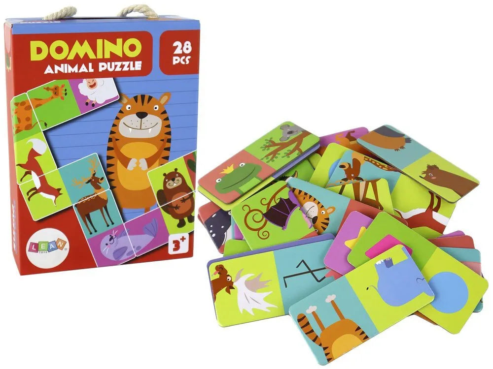 Dvipusis domino gyvūnai dėlionė 28 elementai