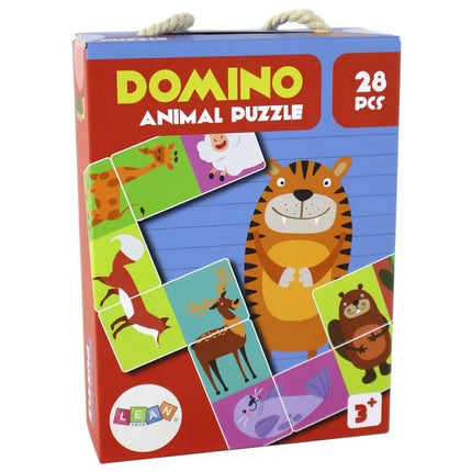 Dvipusis domino gyvūnai dėlionė 28 elementai