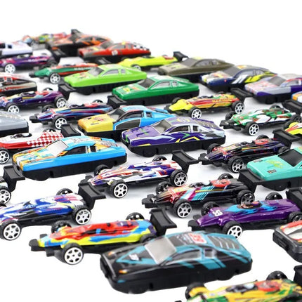 Automobilių spyruokliniai žaislai spalvoti 50 vnt