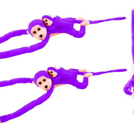 Pliušinė beždžionė su mažyliu violetinė 70 cm