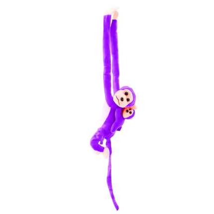 Pliušinė beždžionė su mažyliu violetinė 90 cm