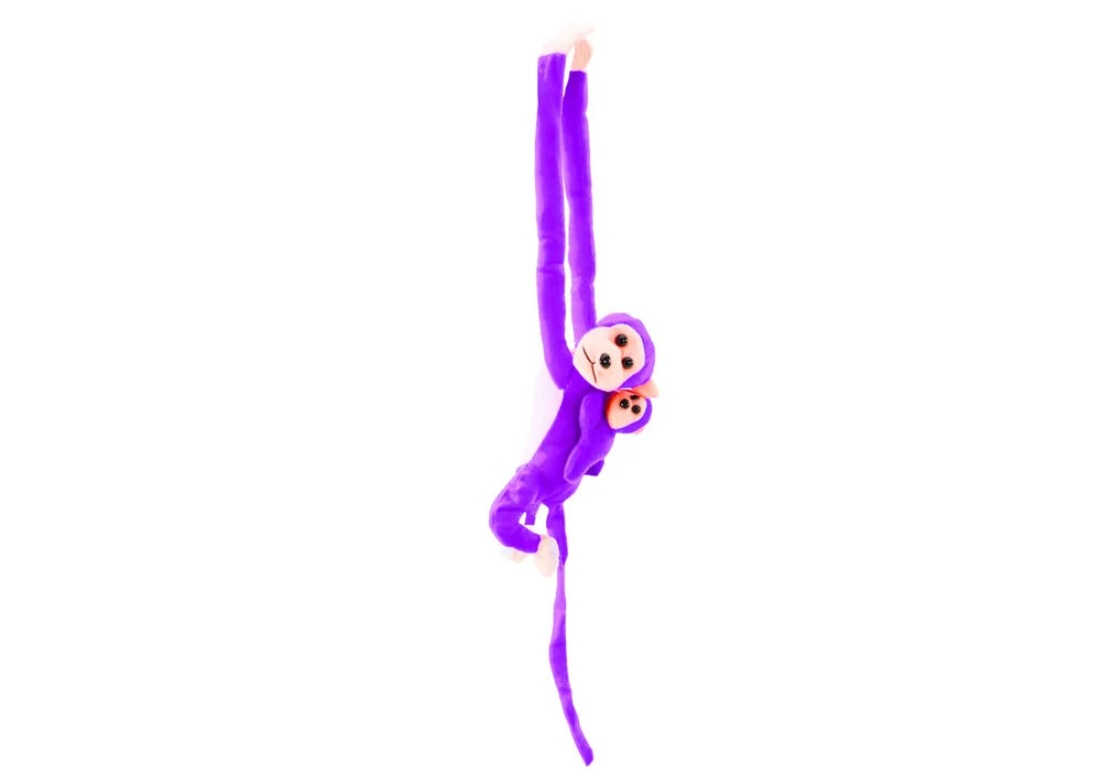 Pliušinė beždžionė su mažyliu violetinė 90 cm