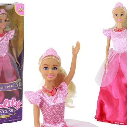 Vaikiška lėlė Anlily princesė, ilgi šviesūs plaukai, tiara, rožinė suknelė
