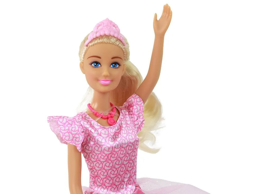 Vaikiška lėlė Anlily princesė, ilgi šviesūs plaukai, tiara, rožinė suknelė