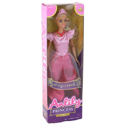 Vaikiška lėlė Anlily princesė, ilgi šviesūs plaukai, tiara, rožinė suknelė