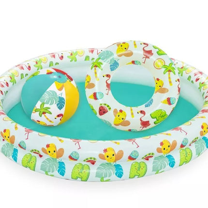 Bestway pripučiamas 3‑in‑1 baseino rinkinys su kamuoliuku ir plaukimo ratu 122 x 20 cm