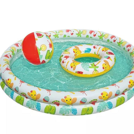 Bestway pripučiamas 3‑in‑1 baseino rinkinys su kamuoliuku ir plaukimo ratu 122 x 20 cm