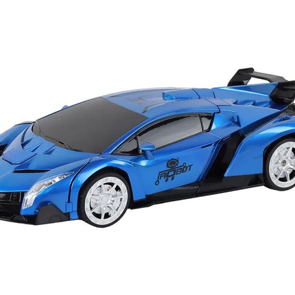 Nuotoliniu būdu valdomas transformuojamas automobilis-robotas 1:10, mėlynas, valdymas gestais