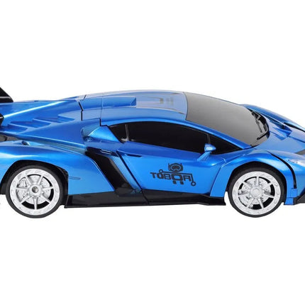 Nuotoliniu būdu valdomas transformuojamas automobilis-robotas 1:10, mėlynas, valdymas gestais
