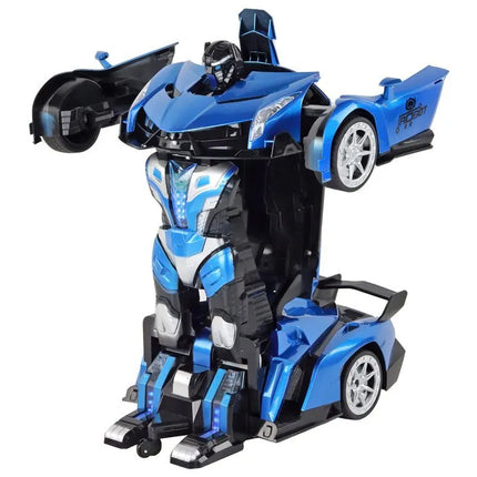 Nuotoliniu būdu valdomas transformuojamas automobilis-robotas 1:10, mėlynas, valdymas gestais