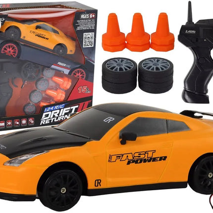 Sportinis automobilis geltonas RC 1:24