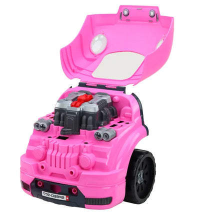 Rožinis automobilis dirbtuvės ardymo rinkinys
