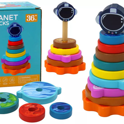 Medinė kosmoso piramidžių dėlionė