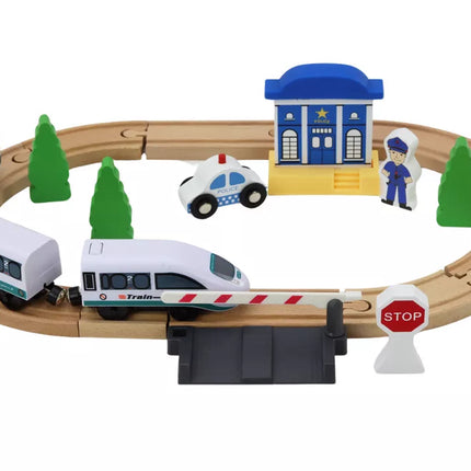 Medinis traukinio bėgių rinkinys