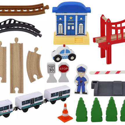 Medinis traukinio bėgių rinkinys