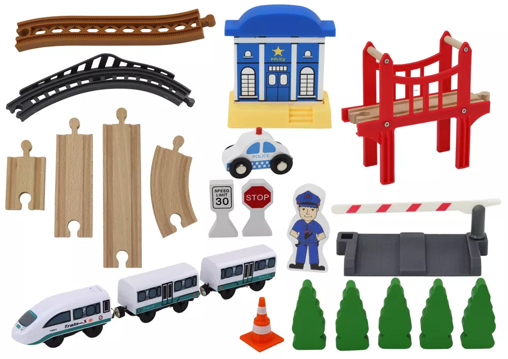 Medinis traukinio bėgių rinkinys