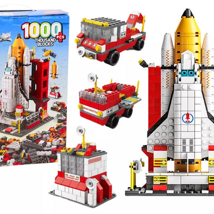 Konstruktorius „Kosminė raketa 6in1“ – 1000 detalių kosminių transporto priemonių rinkinys