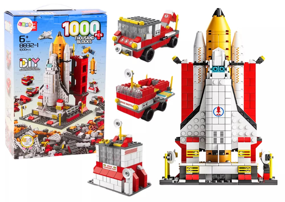 Konstruktorius „Kosminė raketa 6in1“ – 1000 detalių kosminių transporto priemonių rinkinys