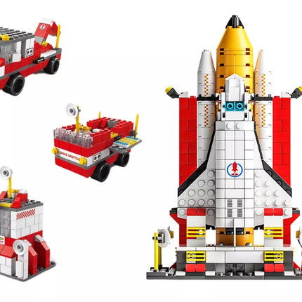 Konstruktorius „Kosminė raketa 6in1“ – 1000 detalių kosminių transporto priemonių rinkinys