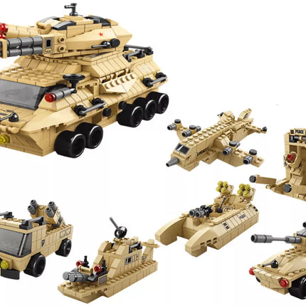 Konstruktorius rusvas karinis tankas