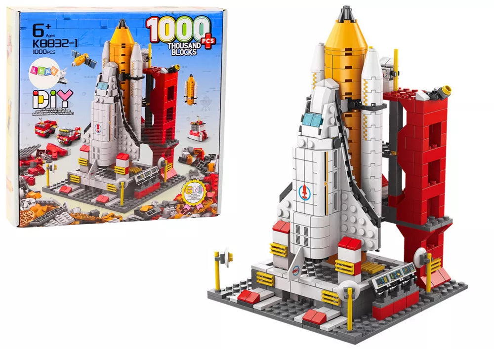 Konstruktorius „Kosminė raketa 6in1“ – 1000 detalių kosminių transporto priemonių rinkinys
