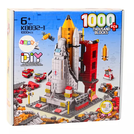 Konstruktorius „Kosminė raketa 6in1“ – 1000 detalių kosminių transporto priemonių rinkinys