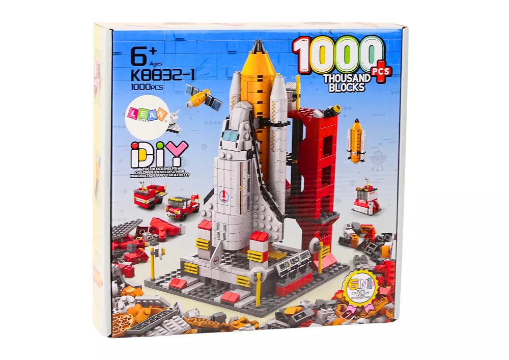 Konstruktorius „Kosminė raketa 6in1“ – 1000 detalių kosminių transporto priemonių rinkinys