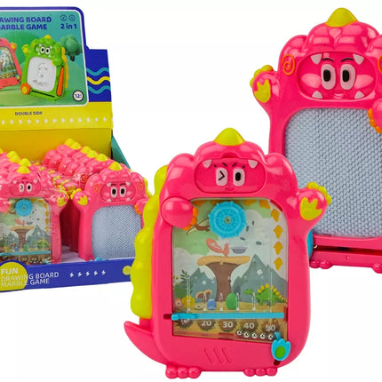 2in1 kišeninė piešimo ir žaidimų lenta Pink Dinosaur