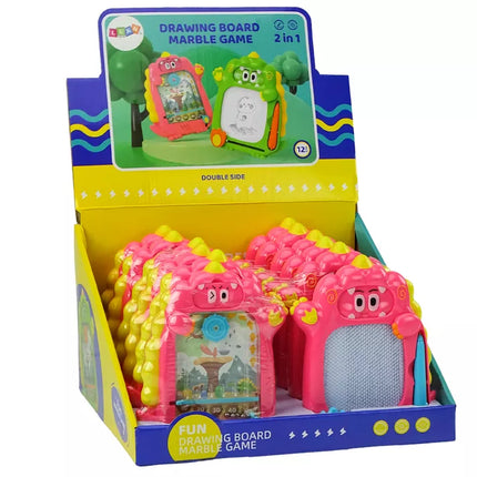 2in1 kišeninė piešimo ir žaidimų lenta Pink Dinosaur