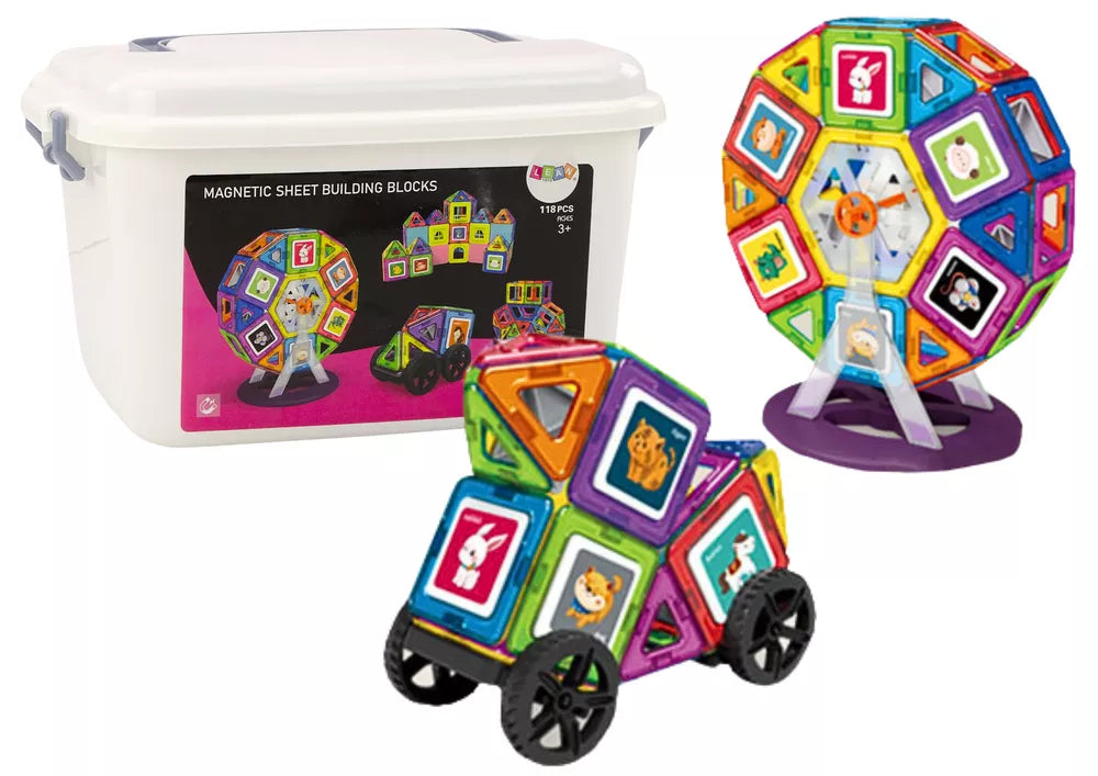 Magnetinių kaladėlių rinkinys dėžutėje 118 vnt.