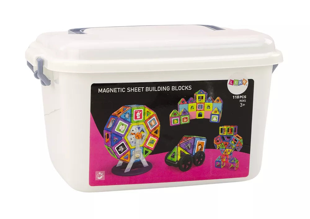 Magnetinių kaladėlių rinkinys dėžutėje 118 vnt.