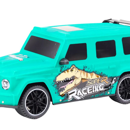 Sportinis automobilis su dinozauru 1:10 žalias