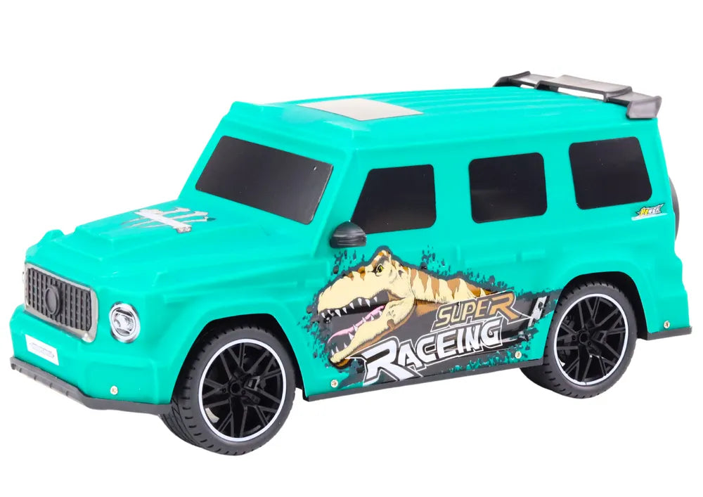 Sportinis automobilis su dinozauru 1:10 žalias