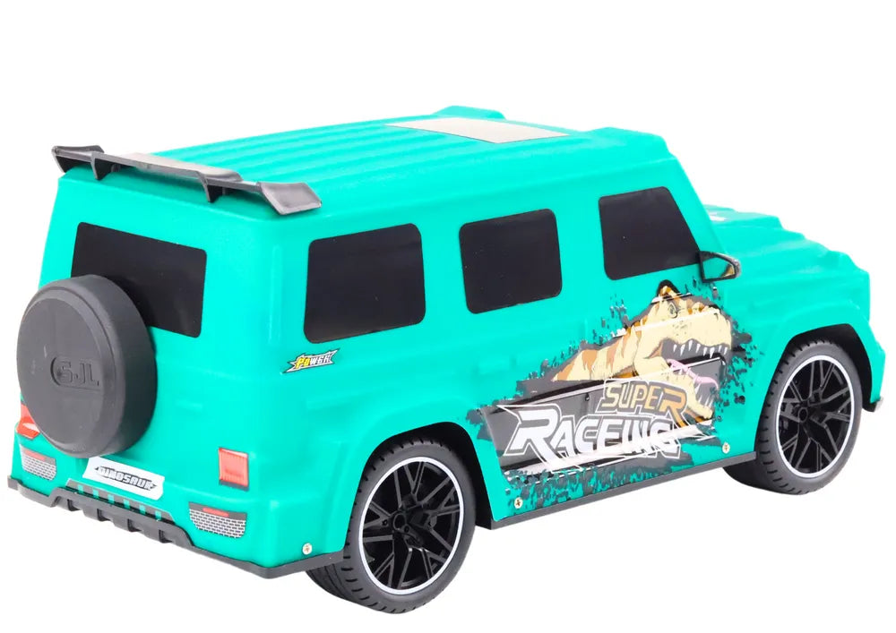 Sportinis automobilis su dinozauru 1:10 žalias