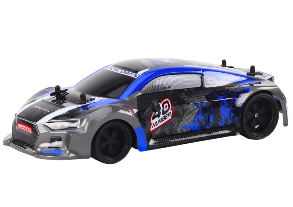 Drift automobilis guminiais ratais mėlynas