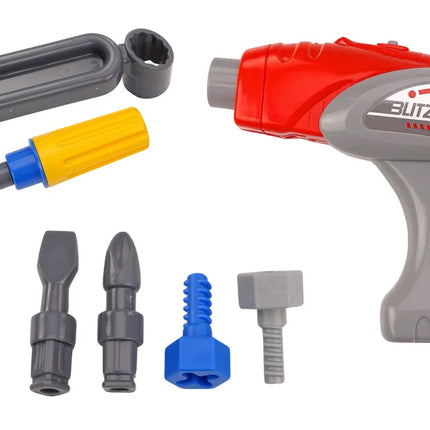 Surenkamas betonvežis su grąžtu mėlynas