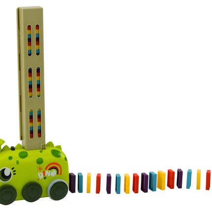 Dinozauras su domino kaladėlėmis žalias