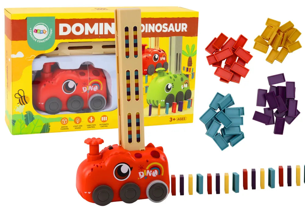 Dinozauras su domino kaladėlėmis raudonas