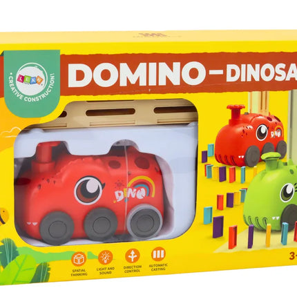 Dinozauras su domino kaladėlėmis raudonas
