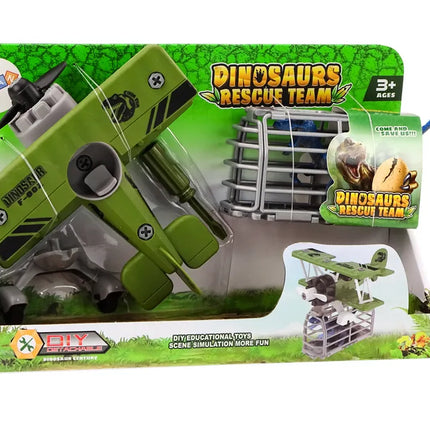 Surenkamas lėktuvas su dinozauru žalias