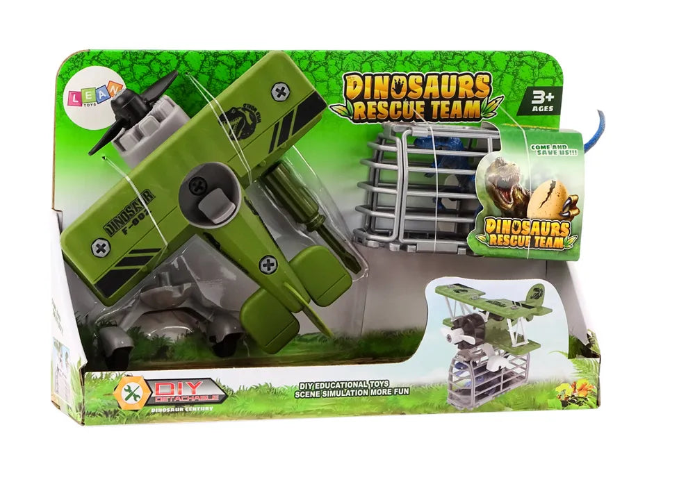 Surenkamas lėktuvas su dinozauru žalias