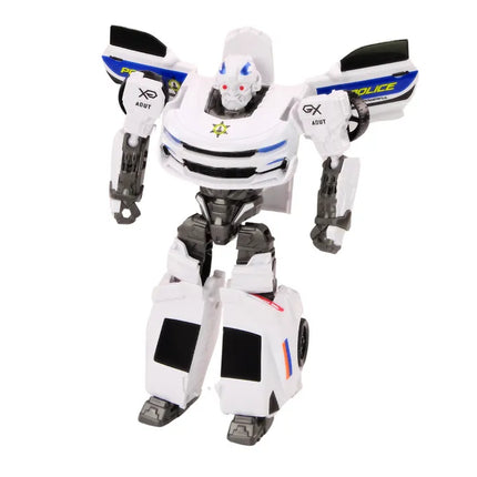 Policijos automobilis robotas 2in1 baltas
