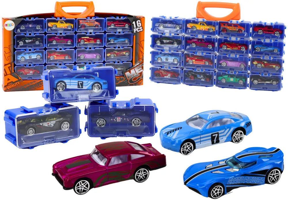 Metaliniai automobiliai lagamine 16 vnt